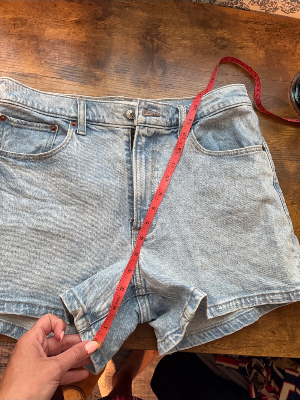 Abercrombie & Fitch Light Blue High-Rise Denim Shorts - Picture 4 of 4